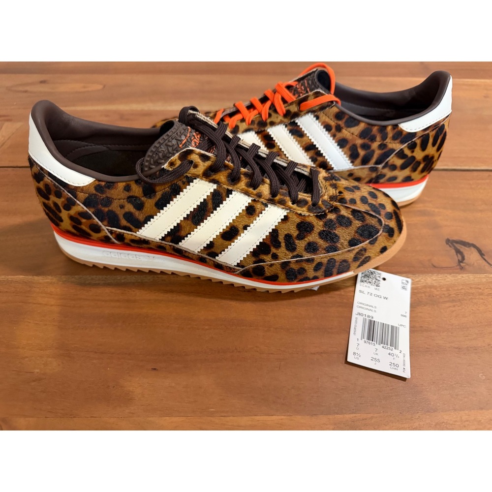 Adidas Originals SL 72 OG W Leopard Print Cow Hair Sneakers Shoes Women's 8.5